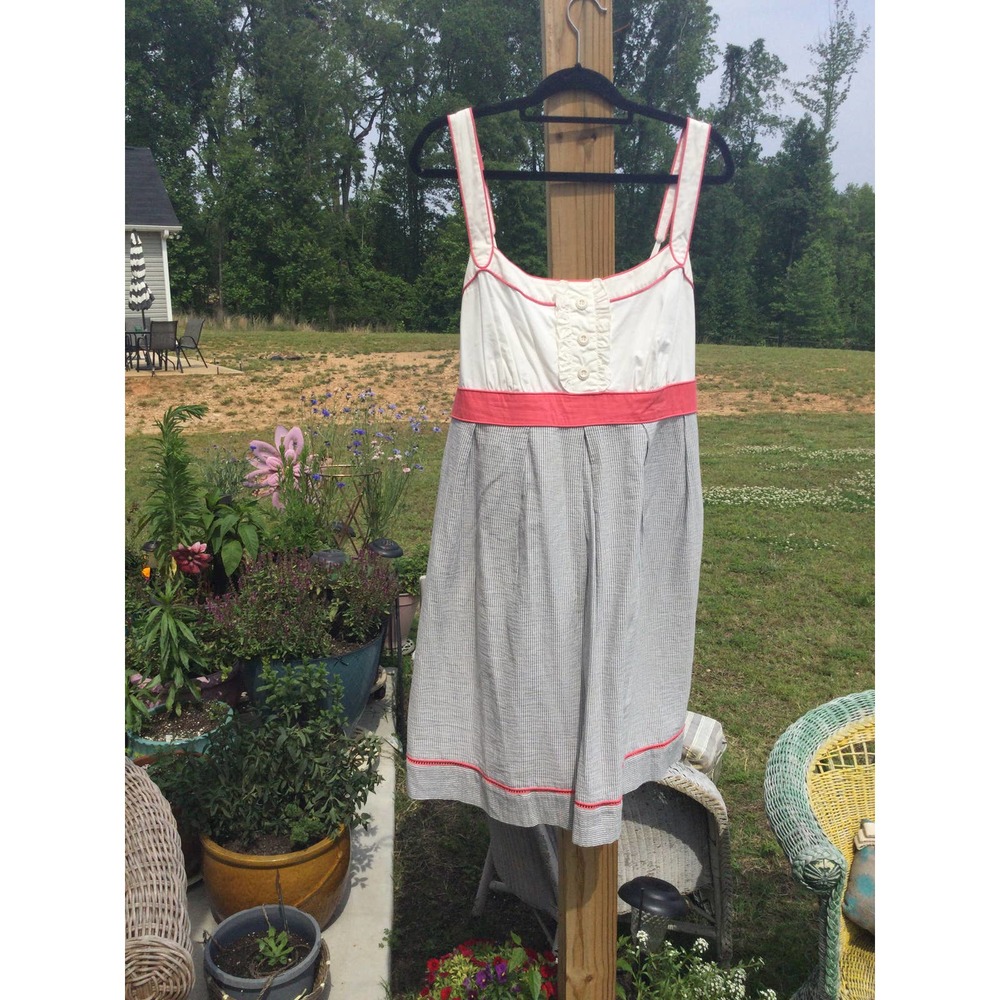 White sundress size 20W 20 wide plus pink wedding bridesmaid cotton coastal
